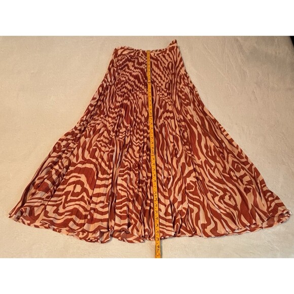Anthropologie Maeve Midi Skirt Red Isobel Silky Pleat Preppy Retro Boho 6 NWT - Picture 3 of 10